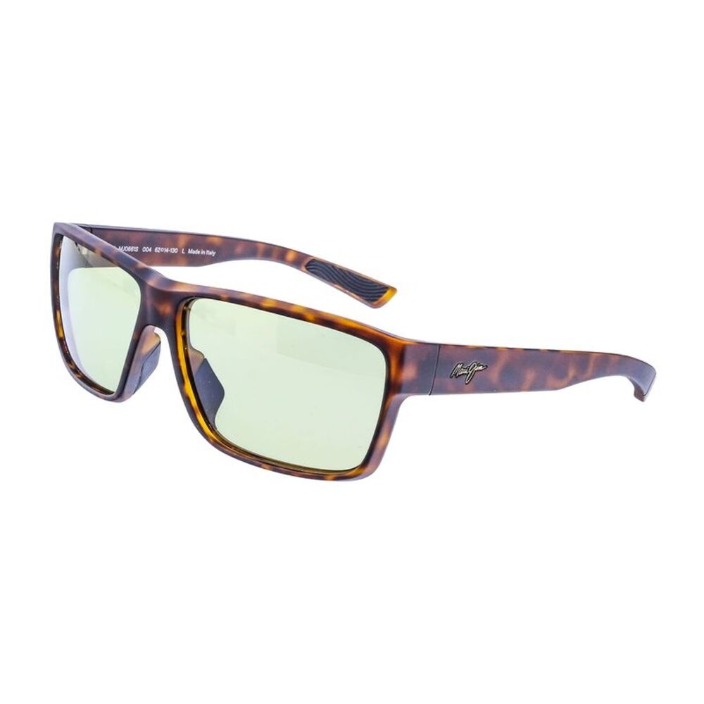 Maui Jim MJ0661S004 Matte Dark Havana Wrap Sunglasses Green Polarized